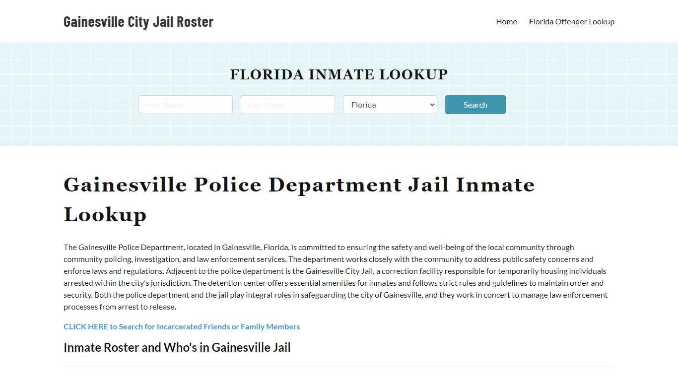 Gainesville Police Department & City Jail, FL Inmate Roster, Arrests ...